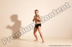 Underwear Martial art Man White Moving poses Slim Short Blond Dynamic poses Academic